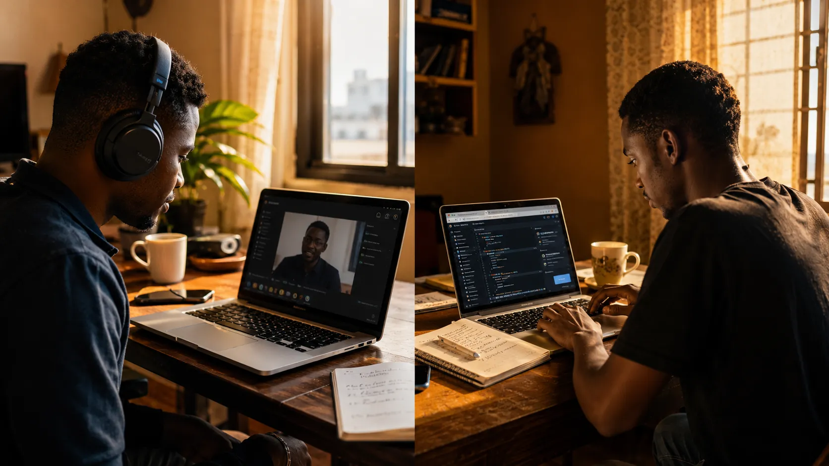 Mwenaro Academy learners in Kenya and Ghana attending live online coding classes from home