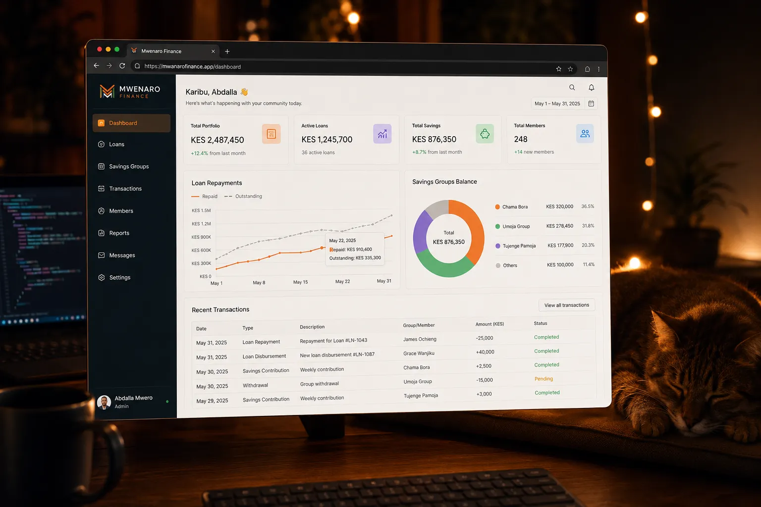 Fintech analytics dashboard built by Mwenaro learners showing real financial data